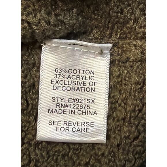 Lety & Me Sweater Elbow Patches Waffle Texture Dark Green Women SM - Picture 6 of 8